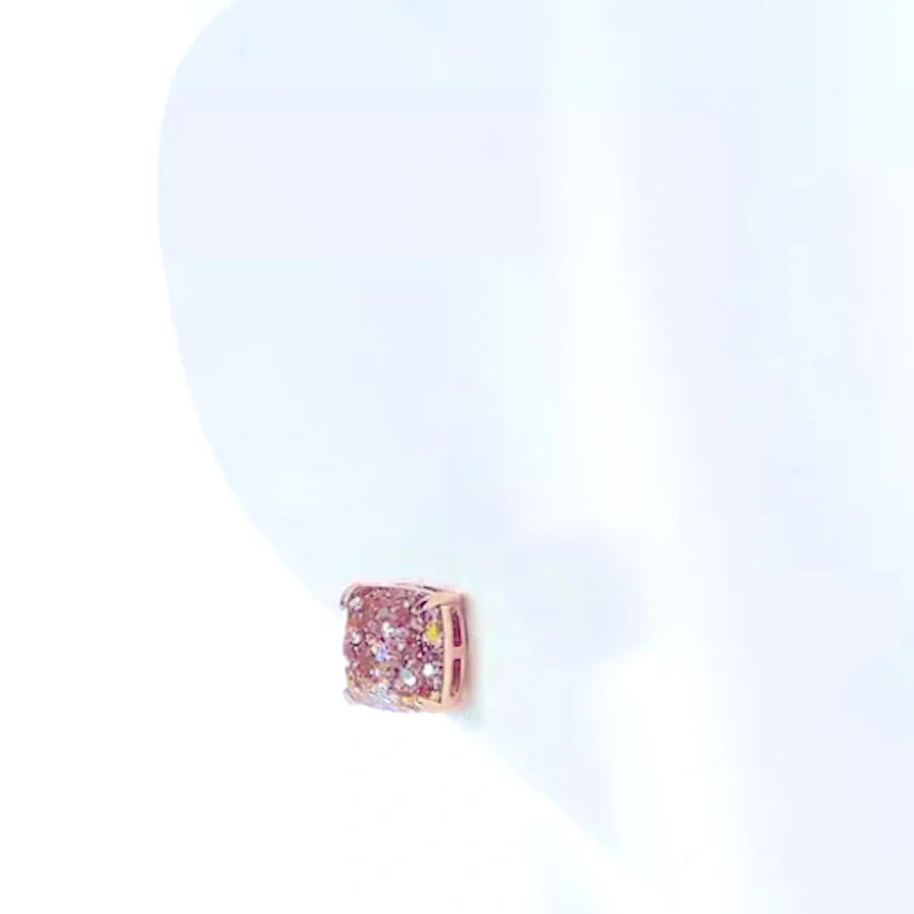 Kate Spade New York ♠️ something sparkly rose gold glitter square studs - Picture 5 of 7